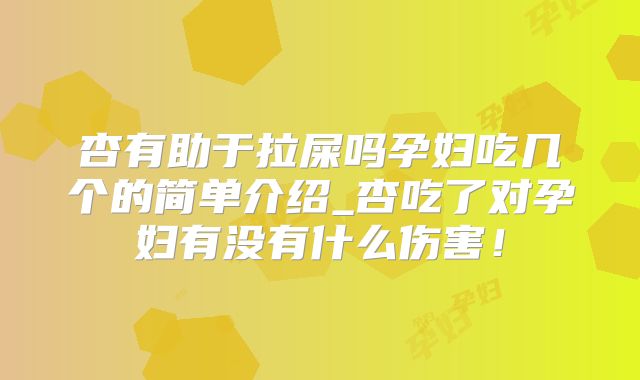 杏有助于拉屎吗孕妇吃几个的简单介绍_杏吃了对孕妇有没有什么伤害！