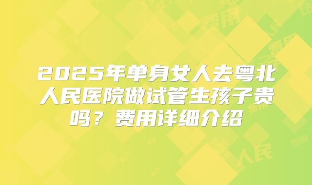 2025年单身女人去粤北人民医院做试管生孩子贵吗？费用详细介绍