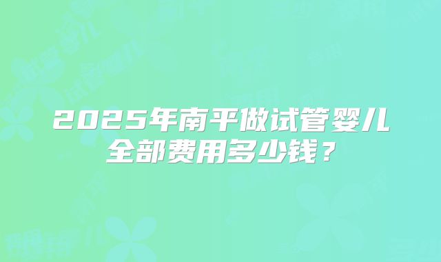 2025年南平做试管婴儿全部费用多少钱？