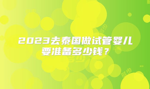 2023去泰国做试管婴儿要准备多少钱？