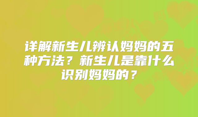 详解新生儿辨认妈妈的五种方法？新生儿是靠什么识别妈妈的？