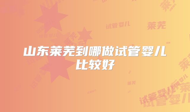 山东莱芜到哪做试管婴儿比较好