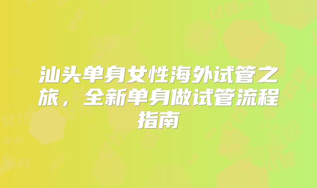 汕头单身女性海外试管之旅，全新单身做试管流程指南