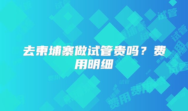 去柬埔寨做试管贵吗?费用明细