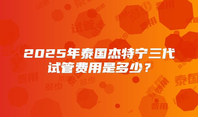 2025年泰国杰特宁三代试管费用是多少?