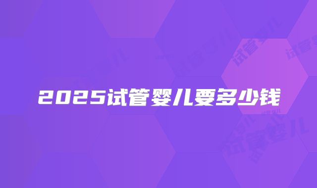 2025试管婴儿要多少钱