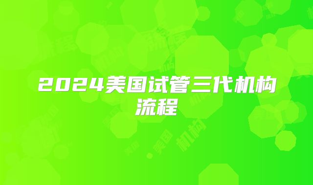 2024美国试管三代机构流程