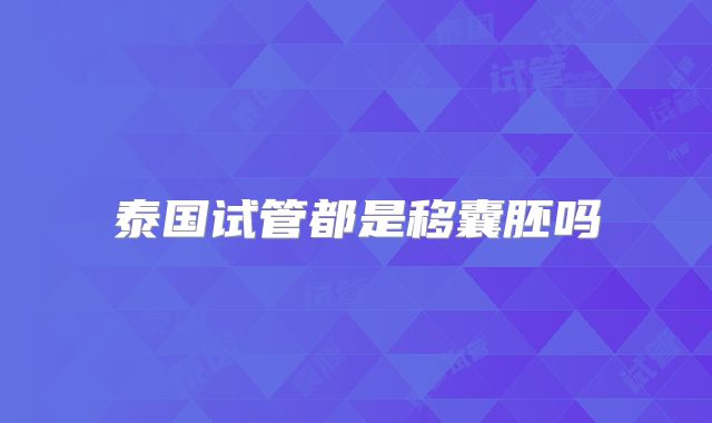 泰国试管都是移囊胚吗