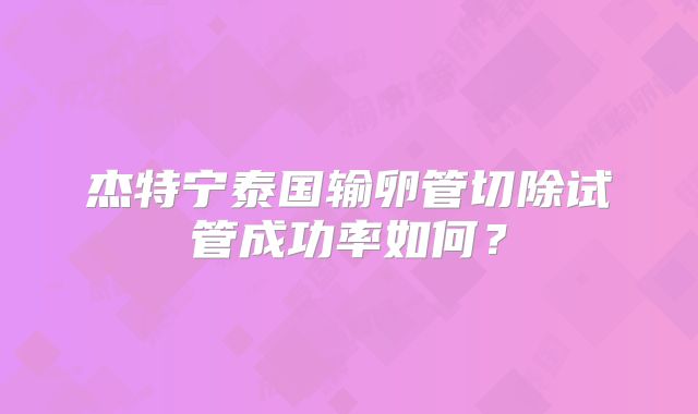 杰特宁泰国输卵管切除试管成功率如何?