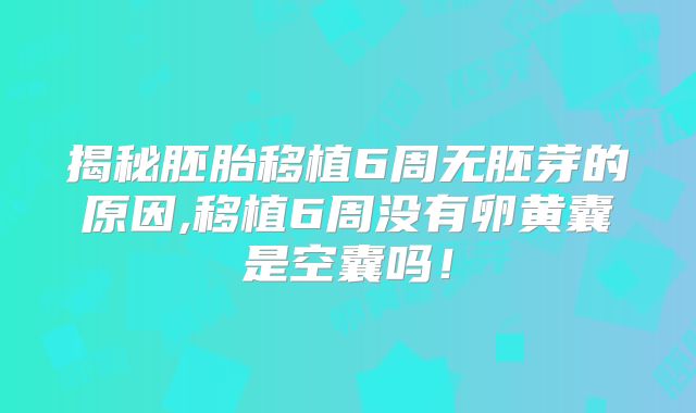 揭秘胚胎移植6周无胚芽的原因,移植6周没有卵黄囊是空囊吗！