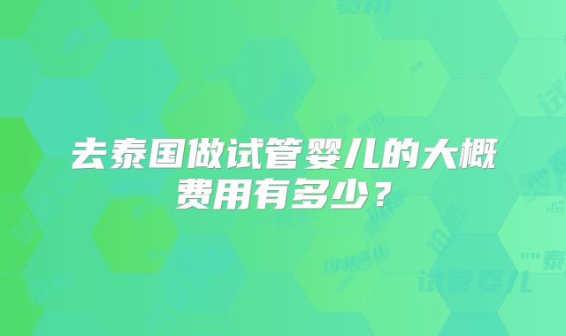去泰国做试管婴儿的大概费用有多少？