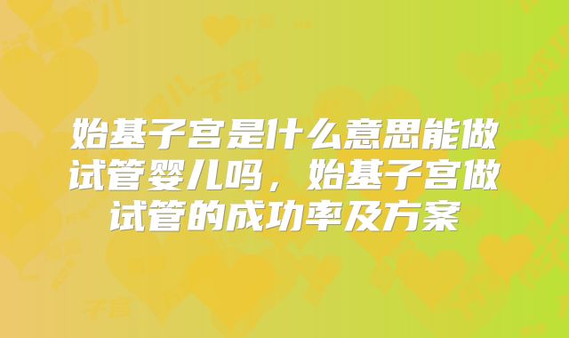 始基子宫是什么意思能做试管婴儿吗，始基子宫做试管的成功率及方案