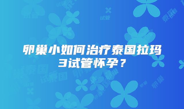 卵巢小如何治疗泰国拉玛3试管怀孕？