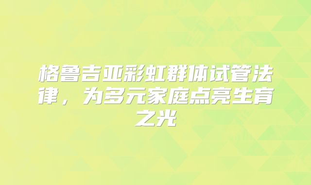 格鲁吉亚彩虹群体试管法律，为多元家庭点亮生育之光