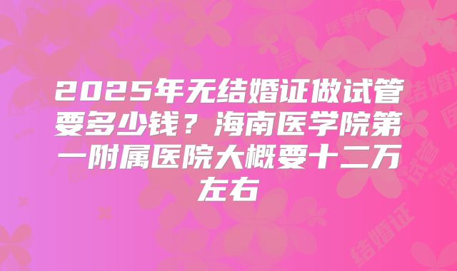 2025年无结婚证做试管要多少钱？海南医学院第一附属医院大概要十二万左右