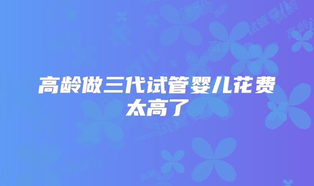 高龄做三代试管婴儿花费太高了