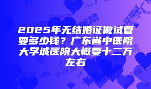 2025年无结婚证做试管要多少钱?广东省中医院大学城医院大概要十二万左右