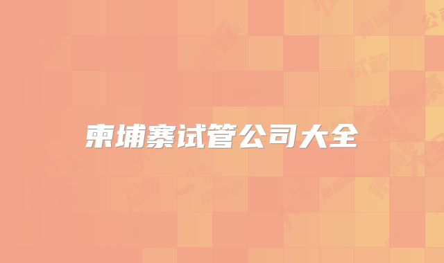 柬埔寨试管公司大全