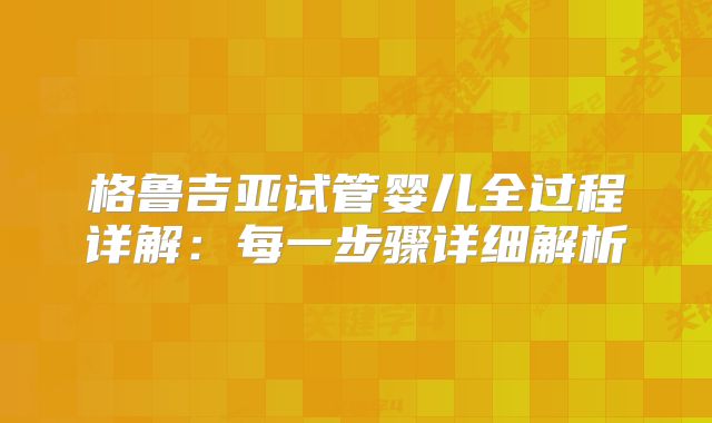 格鲁吉亚试管婴儿全过程详解:每一步骤详细解析