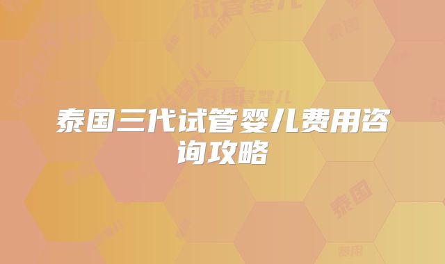 泰国三代试管婴儿费用咨询攻略