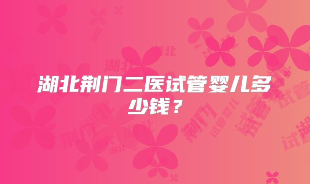 湖北荆门二医试管婴儿多少钱？