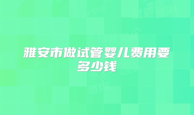 雅安市做试管婴儿费用要多少钱