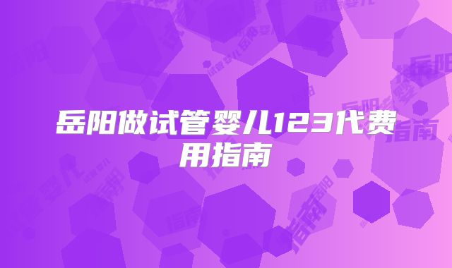 岳阳做试管婴儿123代费用指南
