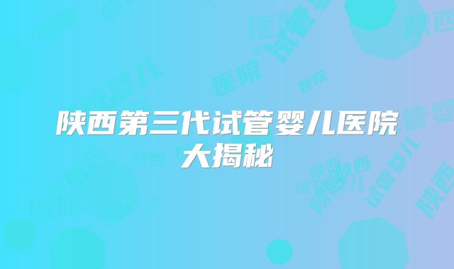 陕西第三代试管婴儿医院大揭秘
