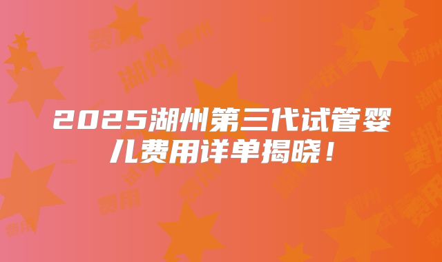 2025湖州第三代试管婴儿费用详单揭晓!