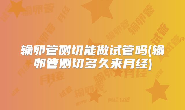 输卵管侧切能做试管吗(输卵管侧切多久来月经)