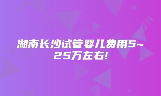 湖南长沙试管婴儿费用5~25万左右!