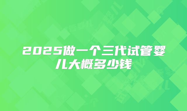 2025做一个三代试管婴儿大概多少钱