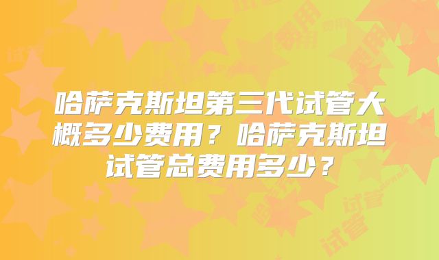 哈萨克斯坦第三代试管大概多少费用？哈萨克斯坦试管总费用多少？