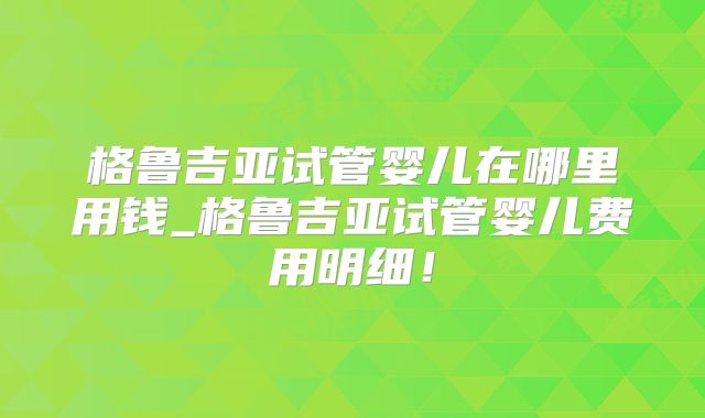 格鲁吉亚试管婴儿在哪里用钱_格鲁吉亚试管婴儿费用明细!