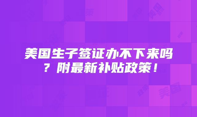 美国生子签证办不下来吗?附最新补贴政策!