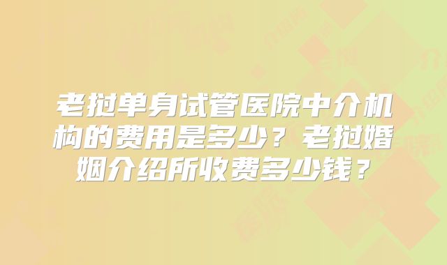老挝单身试管医院中介机构的费用是多少?老挝婚姻介绍所收费多少钱?