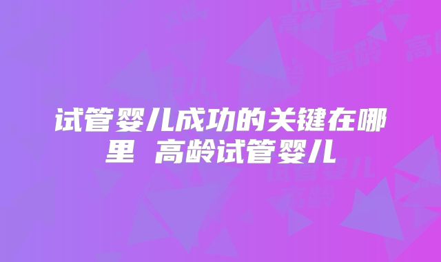 试管婴儿成功的关键在哪里 高龄试管婴儿