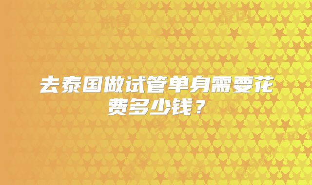 去泰国做试管单身需要花费多少钱？