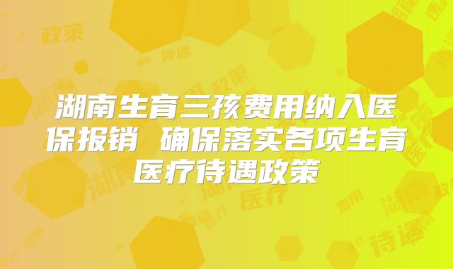 湖南生育三孩费用纳入医保报销 确保落实各项生育医疗待遇政策