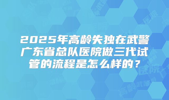 2025年高龄失独在武警广东省总队医院做三代试管的流程是怎么样的？