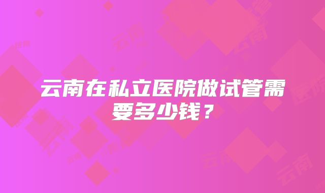 云南在私立医院做试管需要多少钱？