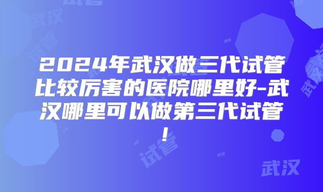 2024年武汉做三代试管比较厉害的医院哪里好-武汉哪里可以做第三代试管！