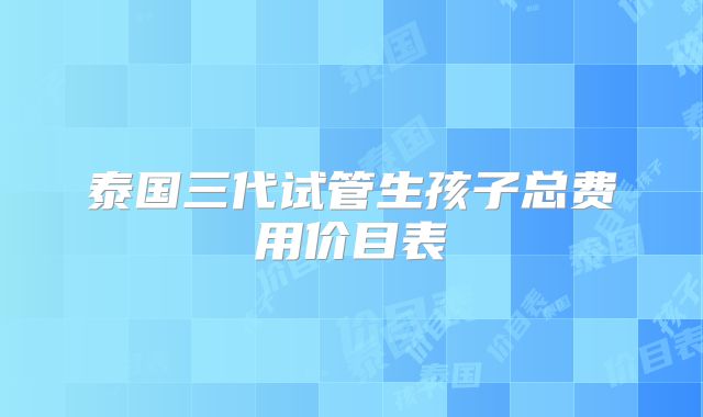 泰国三代试管生孩子总费用价目表