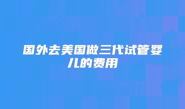 国外去美国做三代试管婴儿的费用