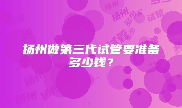 扬州做第三代试管要准备多少钱？