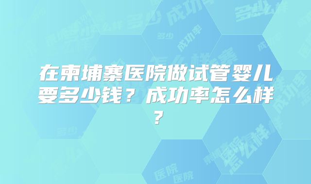 在柬埔寨医院做试管婴儿要多少钱？成功率怎么样？