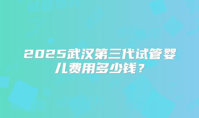 2025武汉第三代试管婴儿费用多少钱?