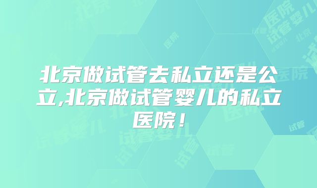 北京做试管去私立还是公立,北京做试管婴儿的私立医院！