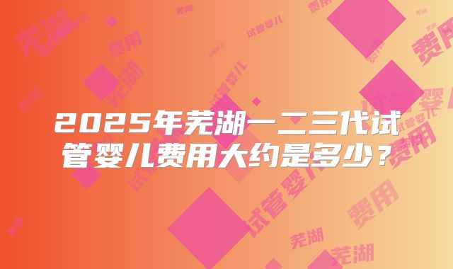 2025年芜湖一二三代试管婴儿费用大约是多少?