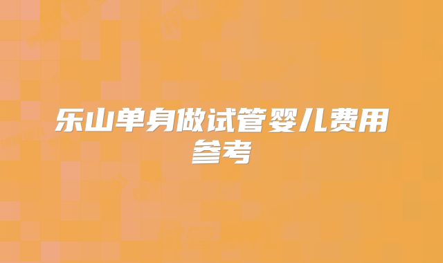 乐山单身做试管婴儿费用参考